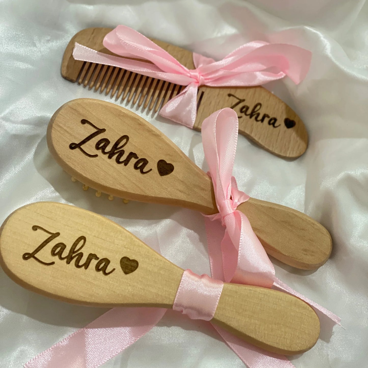 Engraved personalised wooden hairbrush