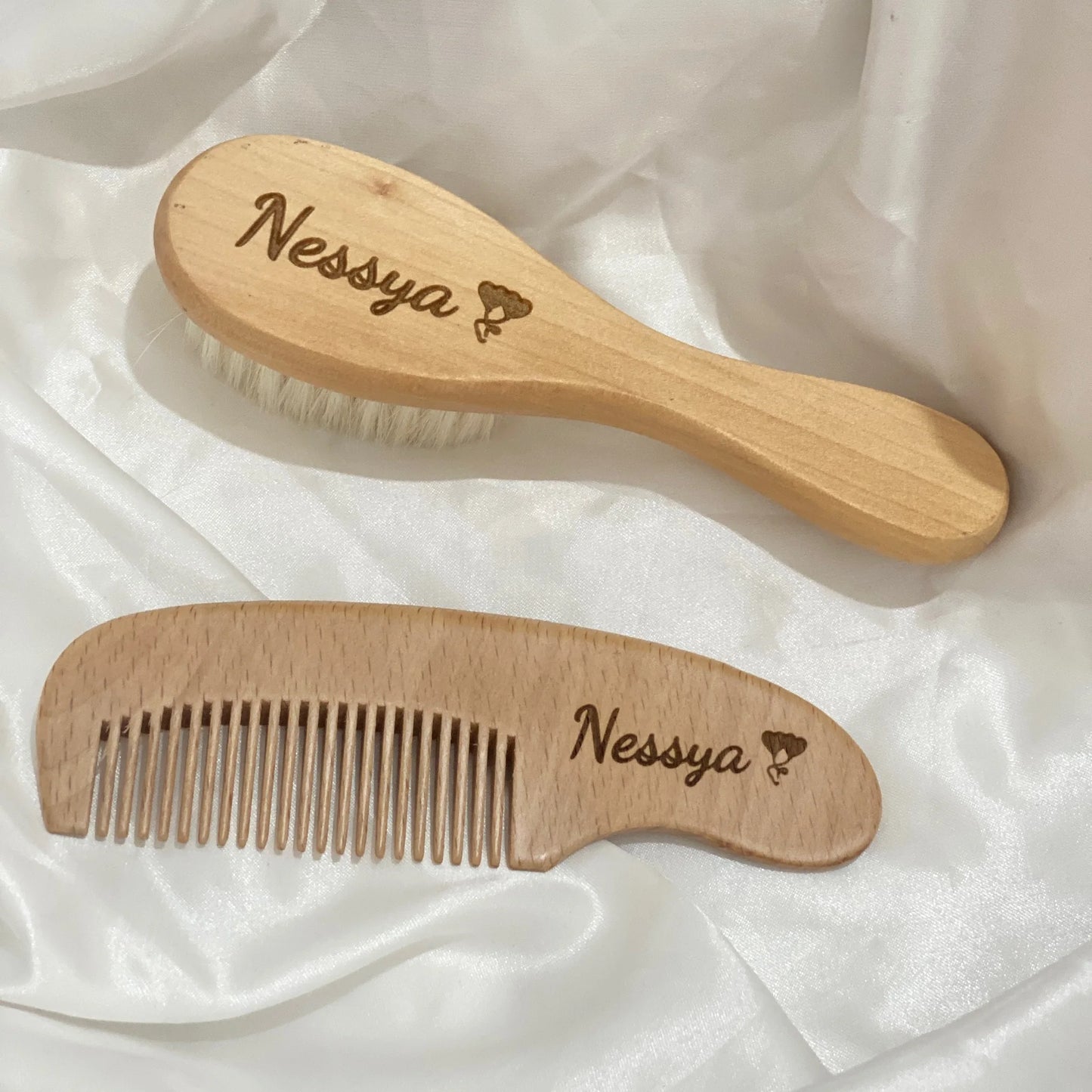 Engraved personalised wooden hairbrush