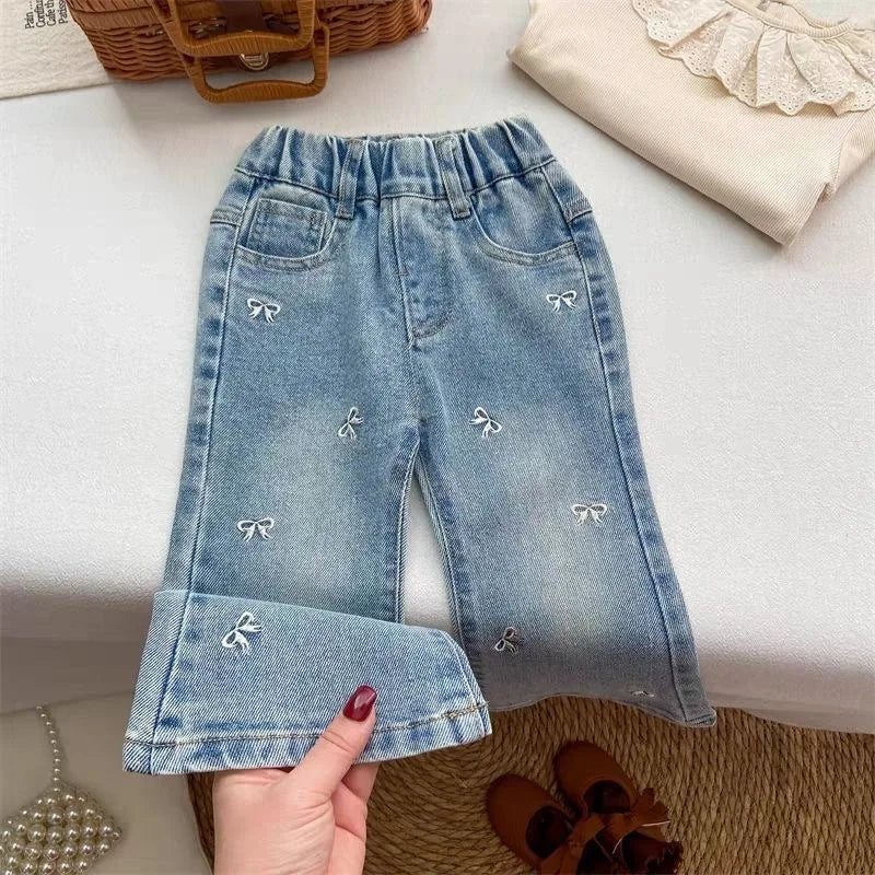 Girls Bow Flare Jeans